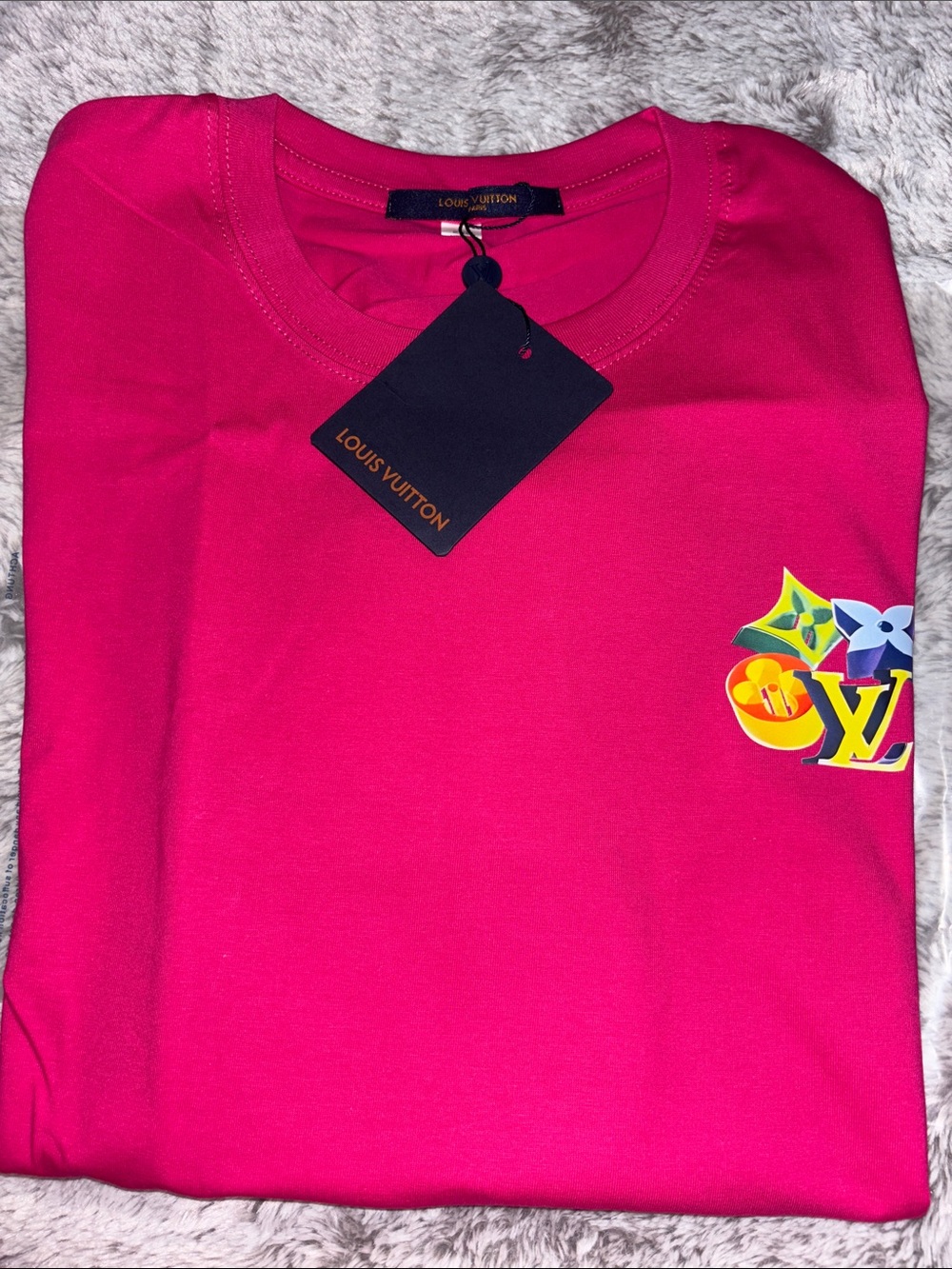 Louis Vuitton Vibrant Pink Logo Chest Tee